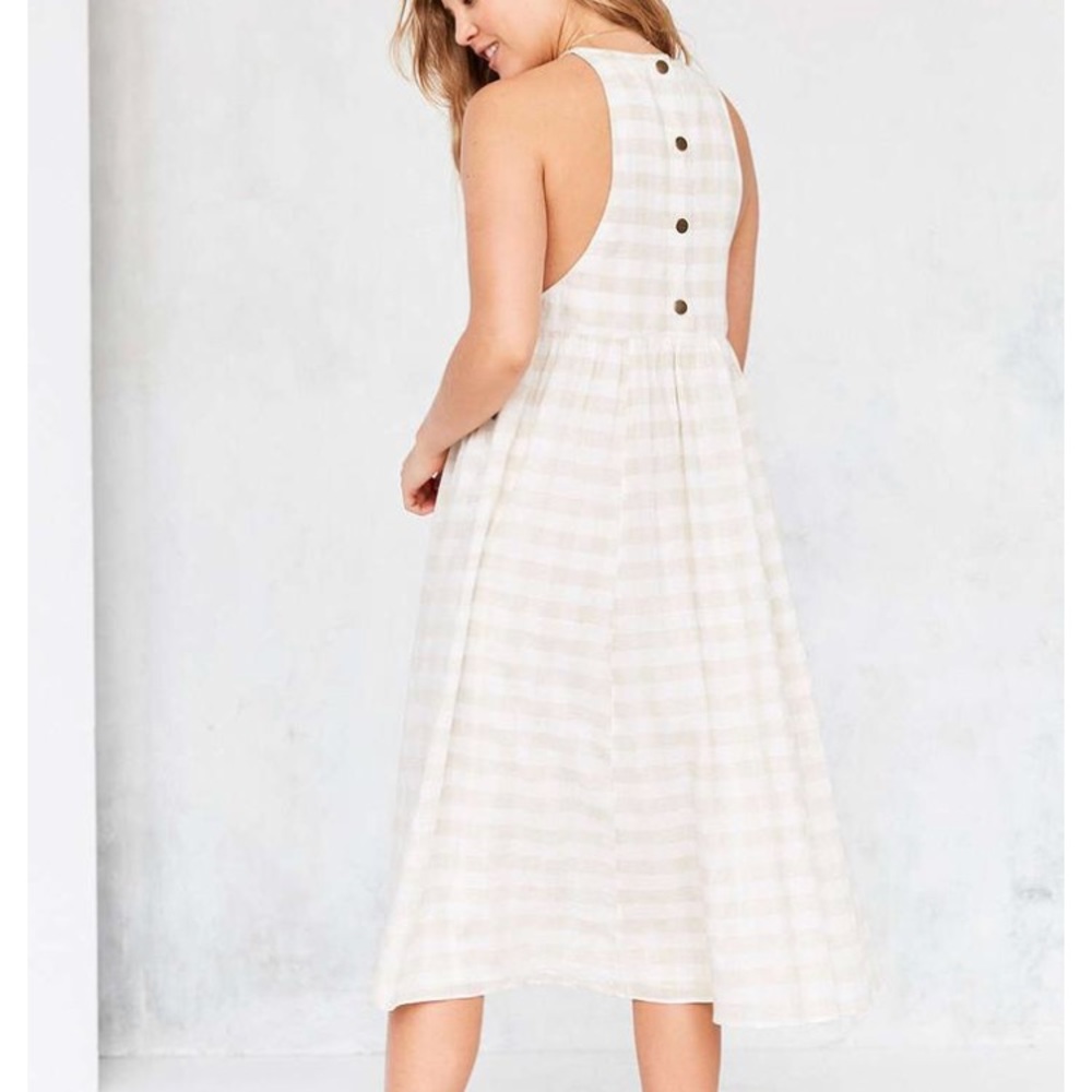 Kimchi Blue Cream Plaid Midi Dress